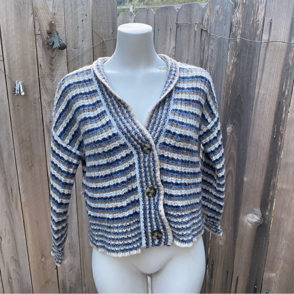 Madewell Waller Crop Cardigan Sweater in Stripe size XS - Picture 6 of 10
